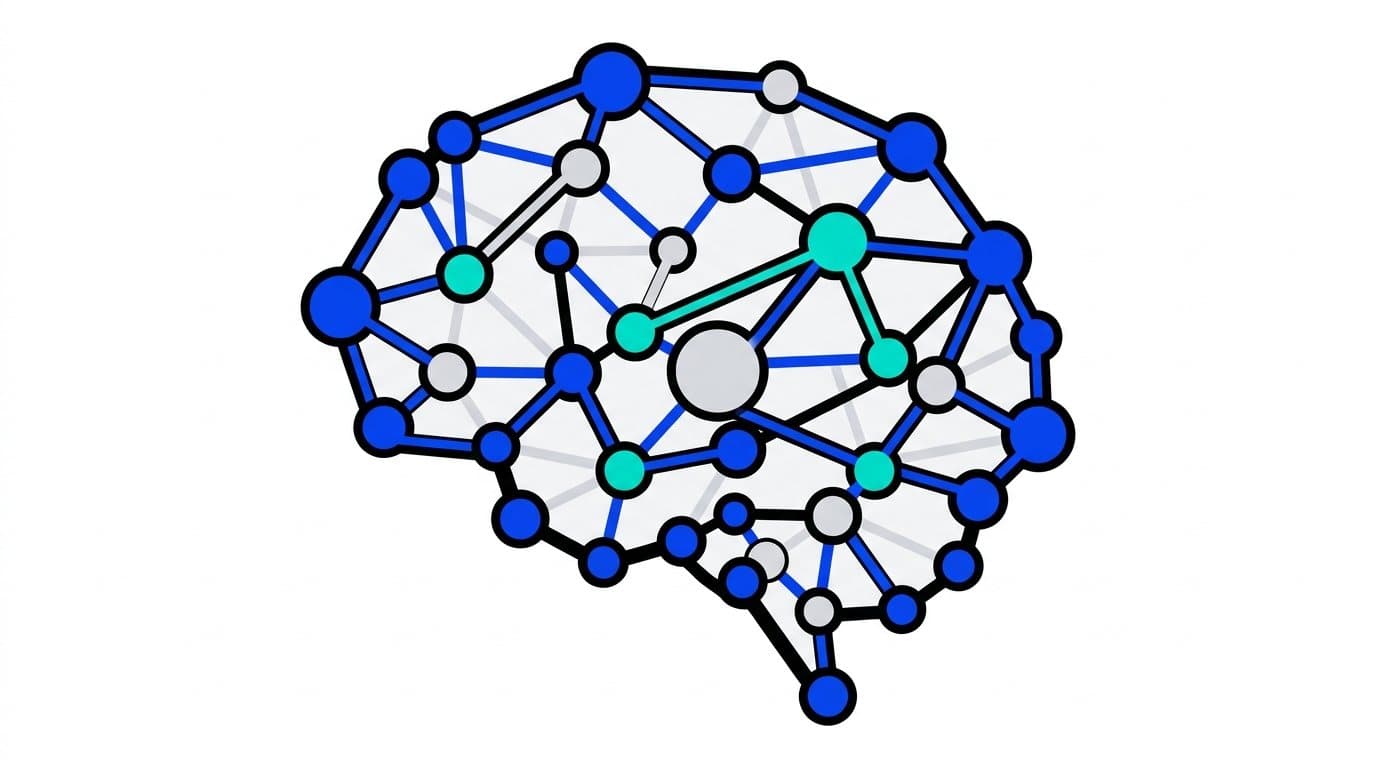 Illustration d'une silhouette de cerveau formée de cercles reliés entre eux