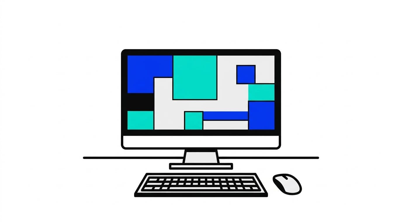 Illustration : un écran d'ordinateur, un clavier et une souris sur un bureau