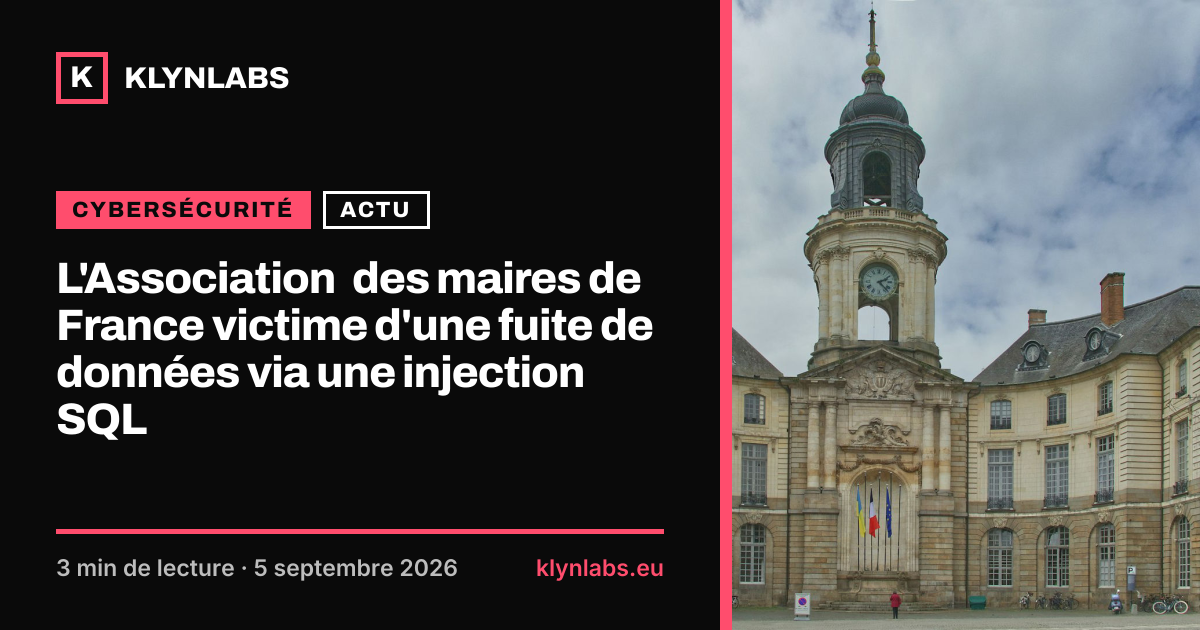 Aperçu de la carte de partage : L'Association des maires de France victime d'une fuite de données via une injection SQL