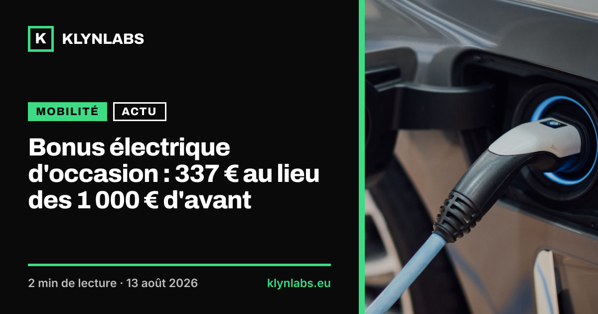 Aperçu de la carte de partage : Bonus électrique d'occasion : 337 € au lieu des 1 000 € d'avant