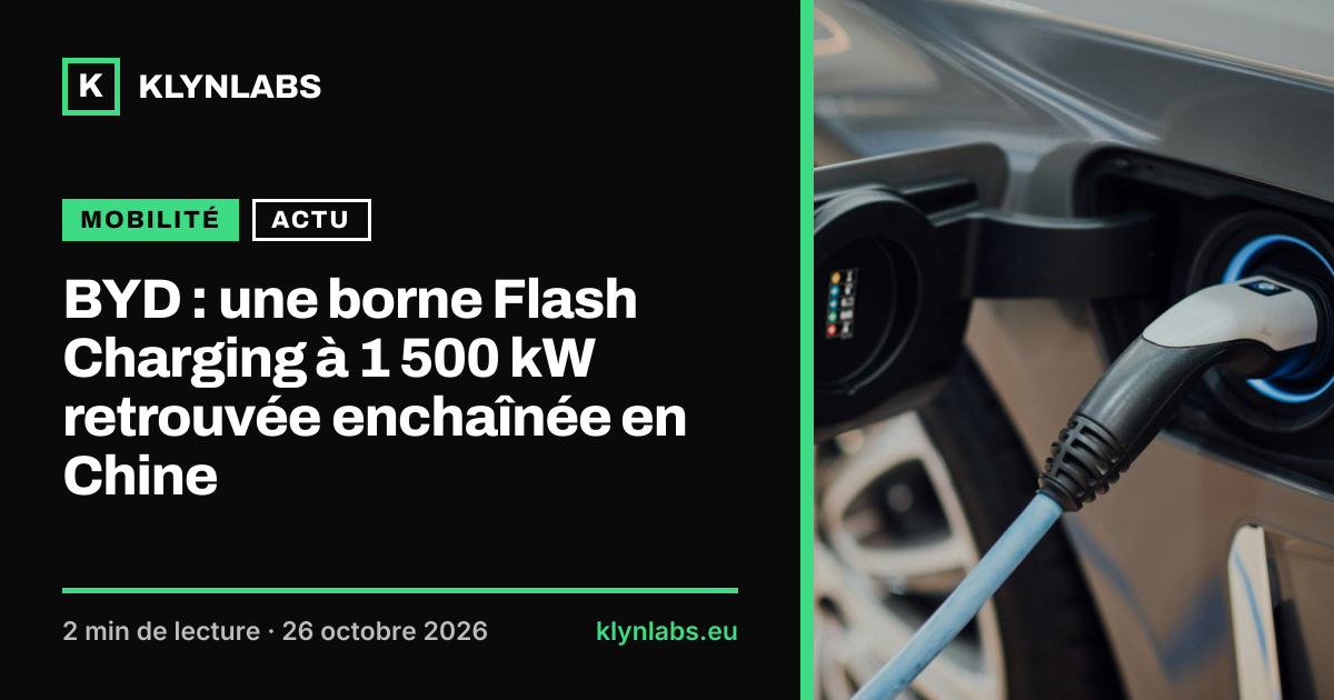 Aperçu de la carte de partage : BYD : une borne Flash Charging à 1 500 kW retrouvée enchaînée en Chine