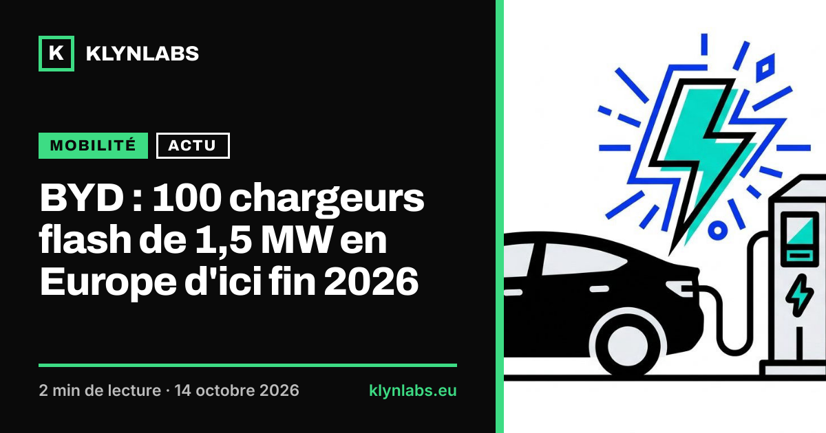 Aperçu de la carte de partage : BYD : 100 chargeurs flash de 1,5 MW en Europe d'ici fin 2026