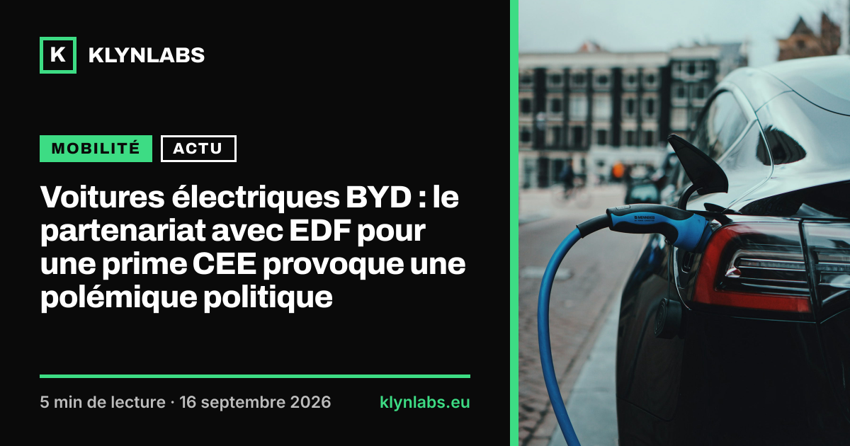 Aperçu de la carte de partage : Voitures électriques BYD : le partenariat avec EDF pour une prime CEE provoque une polémique politique