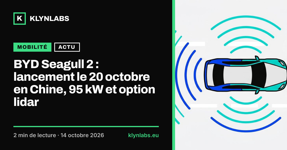 Aperçu de la carte de partage : BYD Seagull 2 : lancement le 20 octobre en Chine, 95 kW et option lidar