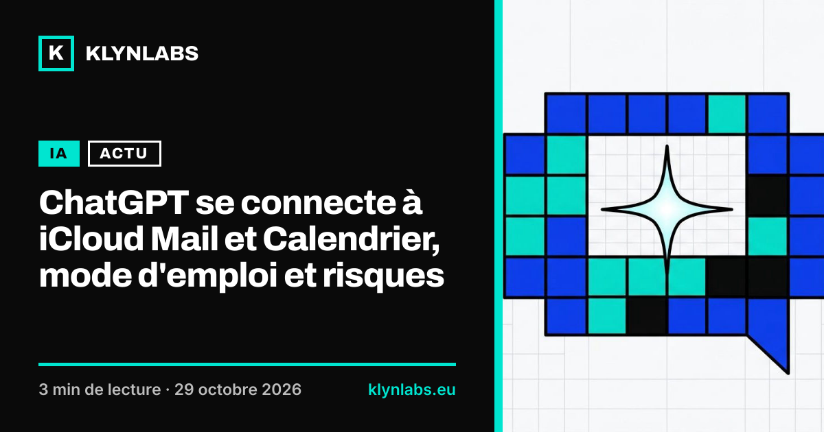 Aperçu de la carte de partage : ChatGPT se connecte à iCloud Mail et Calendrier, mode d'emploi et risques
