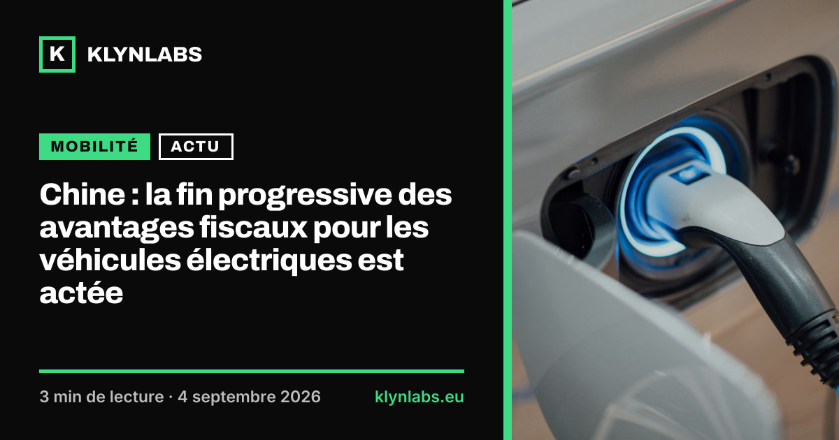Aperçu de la carte de partage : Chine : la fin progressive des avantages fiscaux pour les véhicules électriques est actée