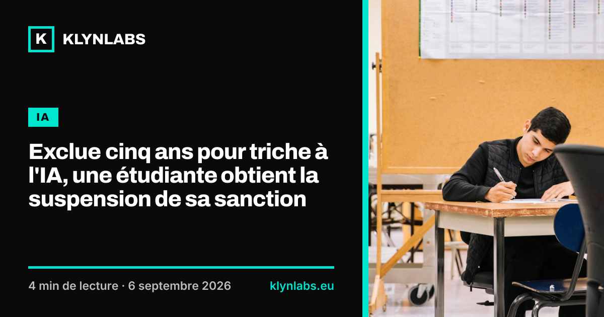 Aperçu de la carte de partage : Exclue cinq ans pour triche à l'IA, une étudiante obtient la suspension de sa sanction