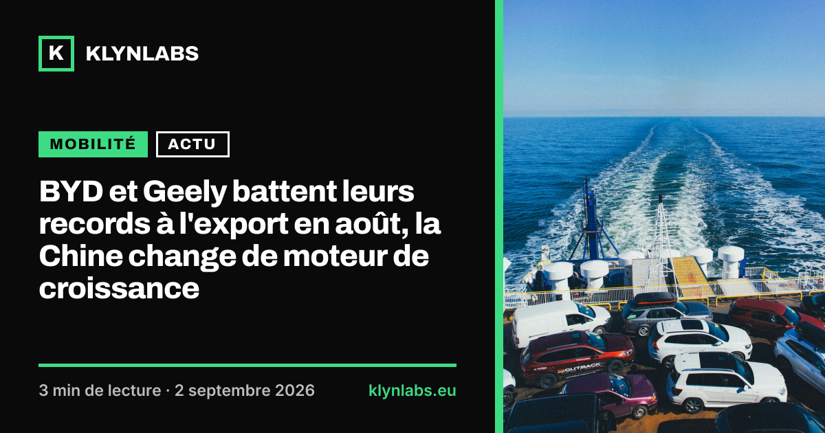 Aperçu de la carte de partage : BYD et Geely battent leurs records à l'export en août, la Chine change de moteur de croissance