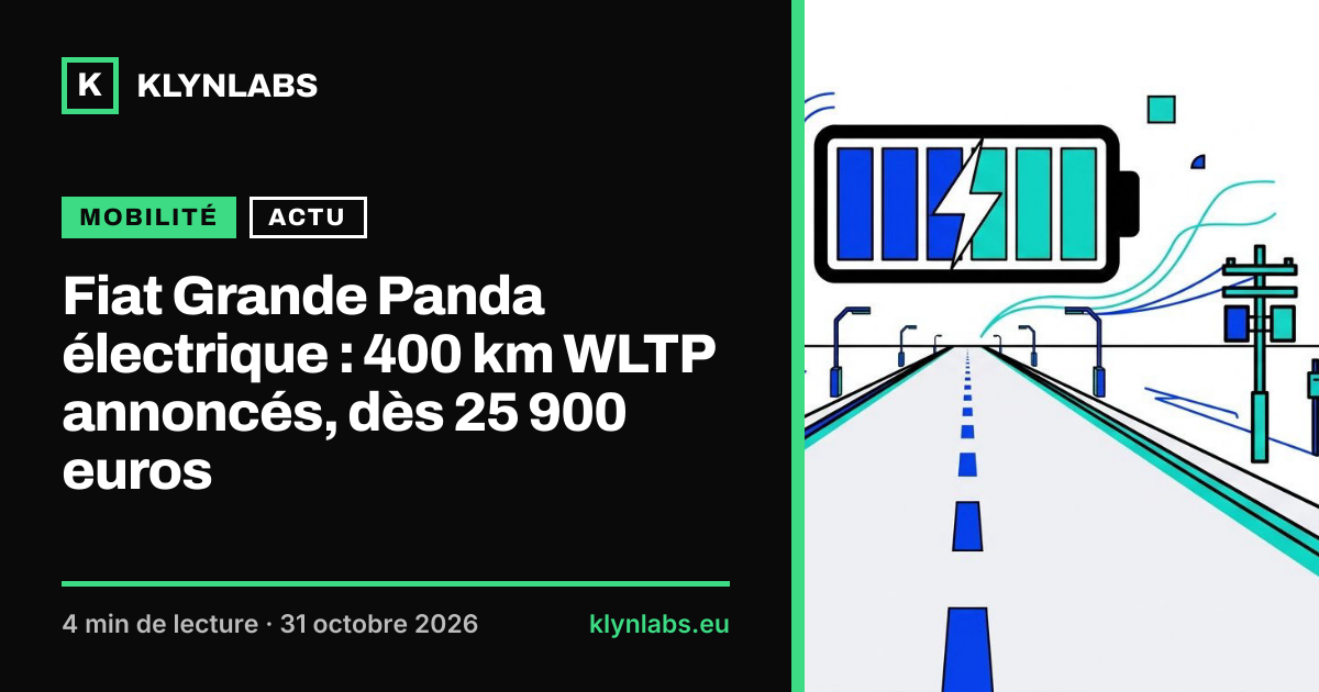 Aperçu de la carte de partage : Fiat Grande Panda électrique : 400 km WLTP annoncés, dès 25 900 euros