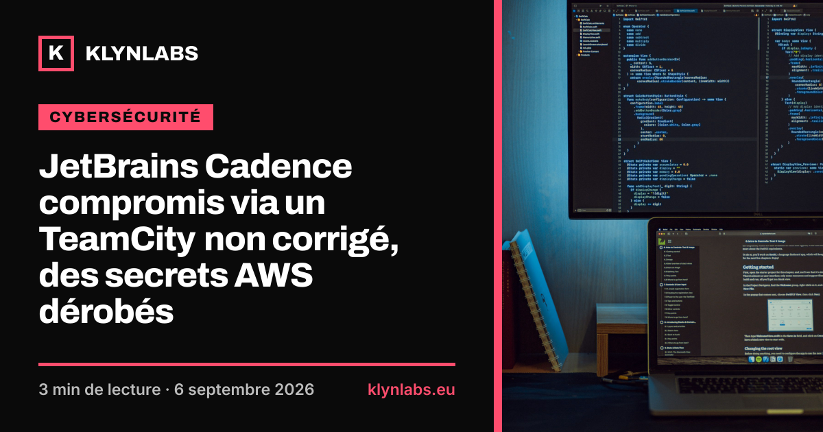 Aperçu de la carte de partage : JetBrains Cadence compromis via un TeamCity non corrigé, des secrets AWS dérobés