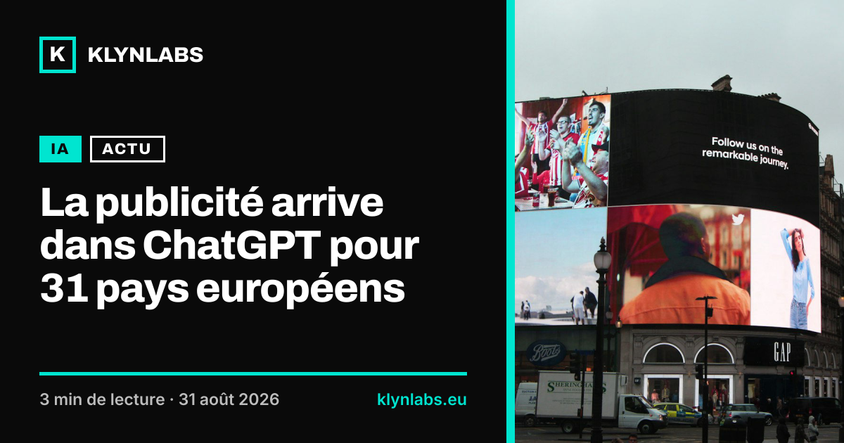 Aperçu de la carte de partage : La publicité arrive dans ChatGPT pour 31 pays européens