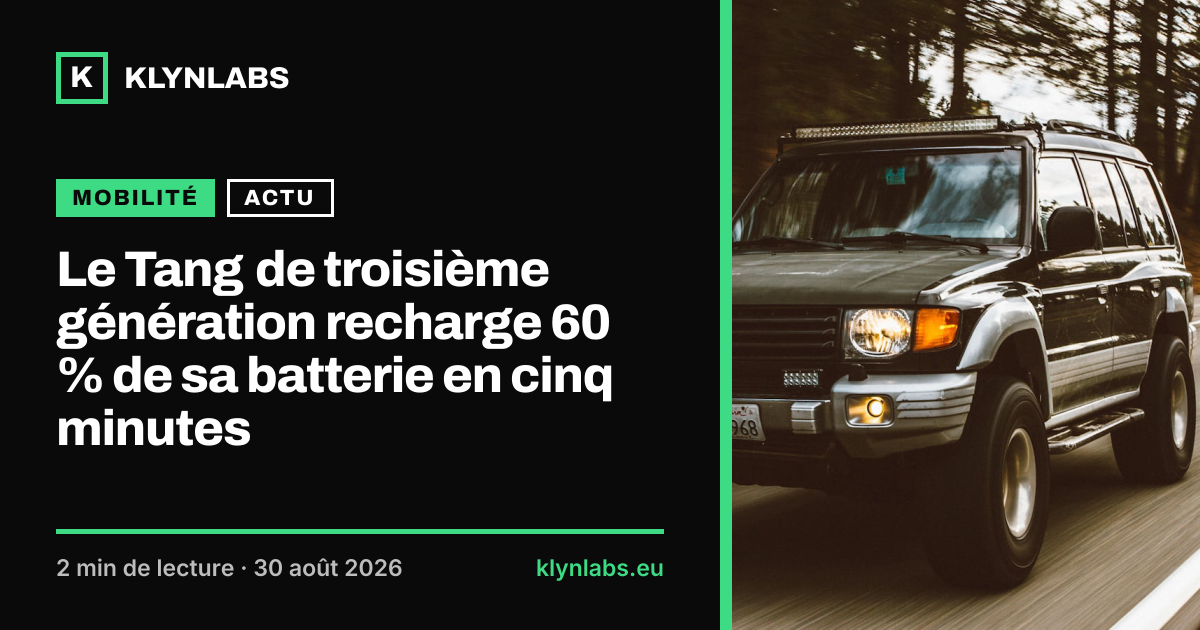 Aperçu de la carte de partage : Le Tang de troisième génération recharge 60 % de sa batterie en cinq minutes