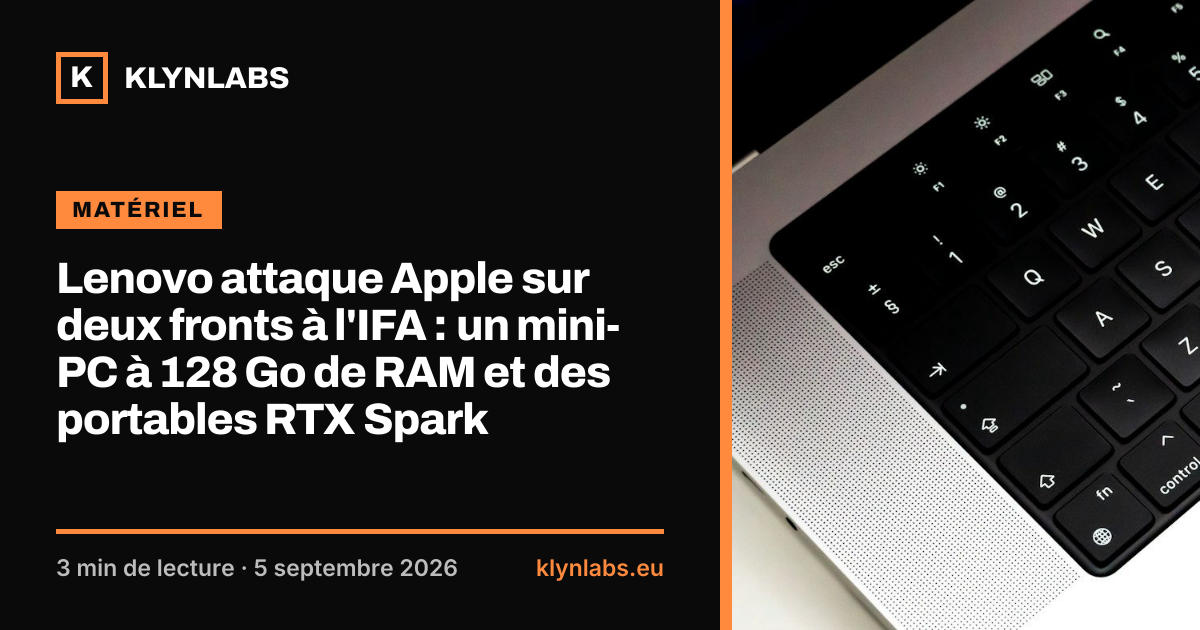 Aperçu de la carte de partage : Lenovo attaque Apple sur deux fronts à l'IFA : un mini-PC à 128 Go de RAM et des portables RTX Spark