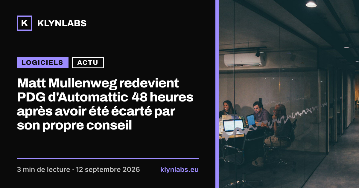 Aperçu de la carte de partage : Matt Mullenweg redevient PDG d'Automattic 48 heures après avoir été écarté par son propre conseil