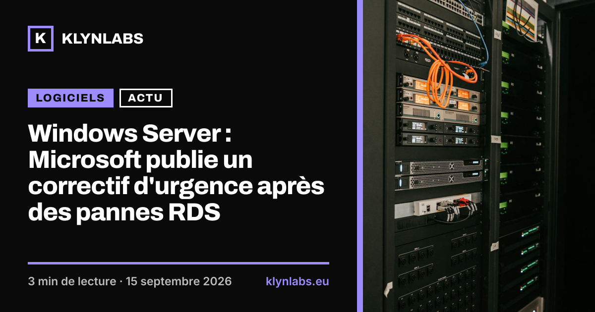 Aperçu de la carte de partage : Windows Server : Microsoft publie un correctif d'urgence après des pannes RDS