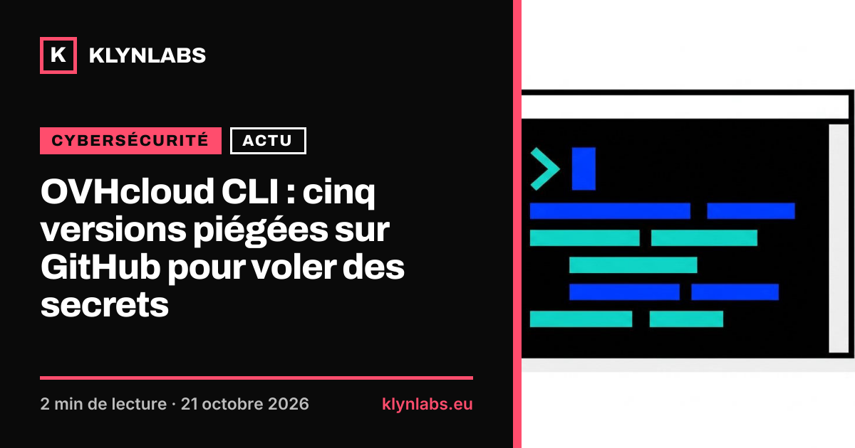Aperçu de la carte de partage : OVHcloud CLI : cinq versions piégées sur GitHub pour voler des secrets