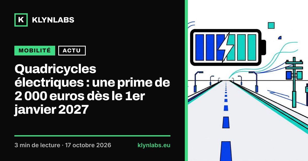 Aperçu de la carte de partage : Quadricycles électriques : une prime de 2 000 euros dès le 1er janvier 2027