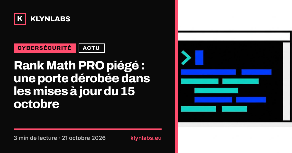 Aperçu de la carte de partage : Rank Math PRO piégé : une porte dérobée dans les mises à jour du 15 octobre