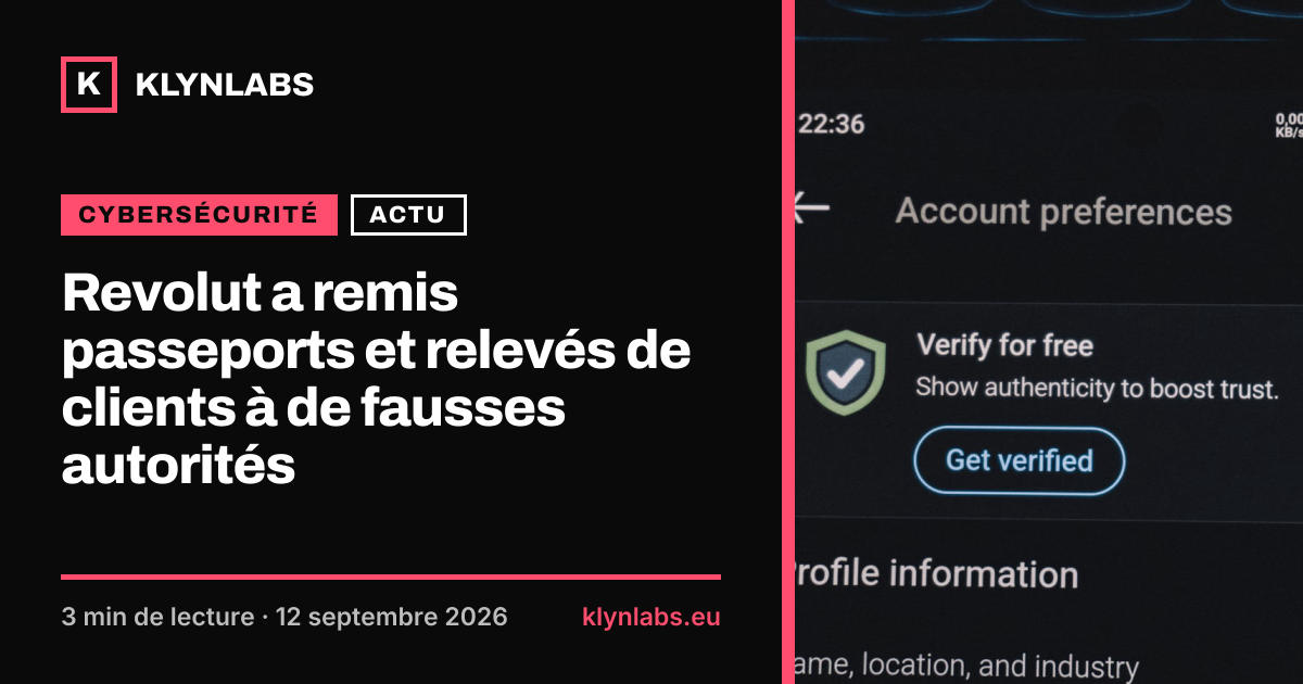 Aperçu de la carte de partage : Revolut a remis passeports et relevés de clients à de fausses autorités
