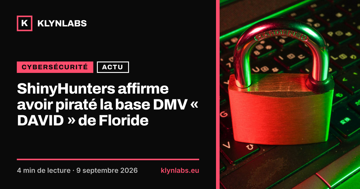 Aperçu de la carte de partage : ShinyHunters affirme avoir piraté la base DMV « DAVID » de Floride