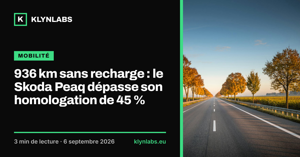 Aperçu de la carte de partage : 936 km sans recharge : le Skoda Peaq dépasse son homologation de 45 %