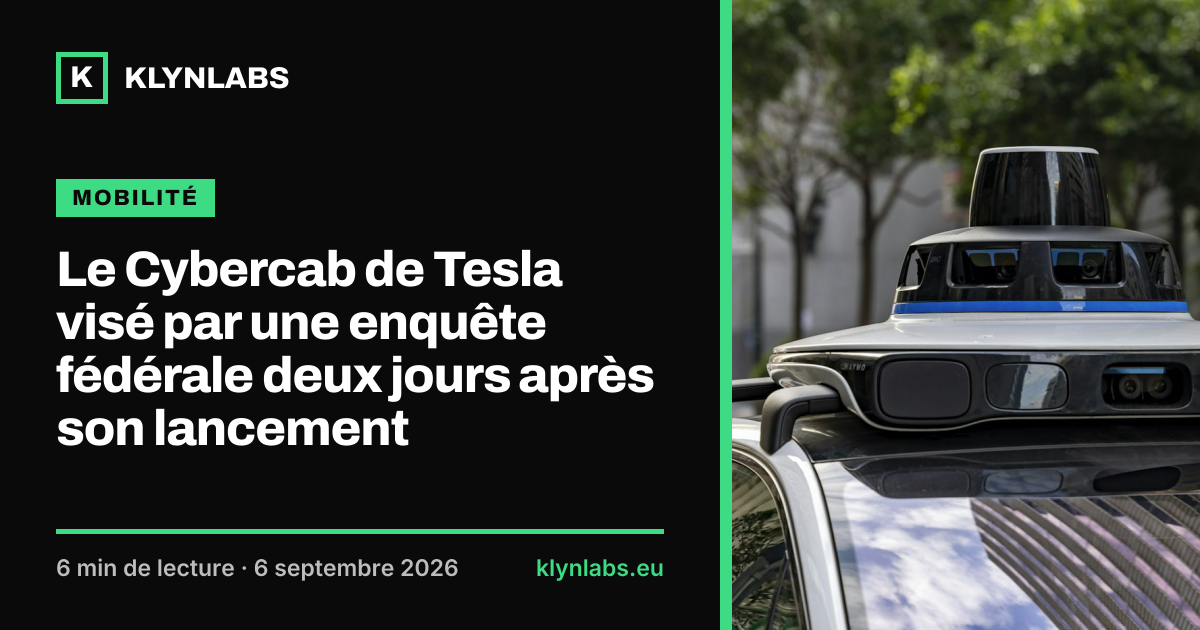 Aperçu de la carte de partage : Le Cybercab de Tesla visé par une enquête fédérale deux jours après son lancement