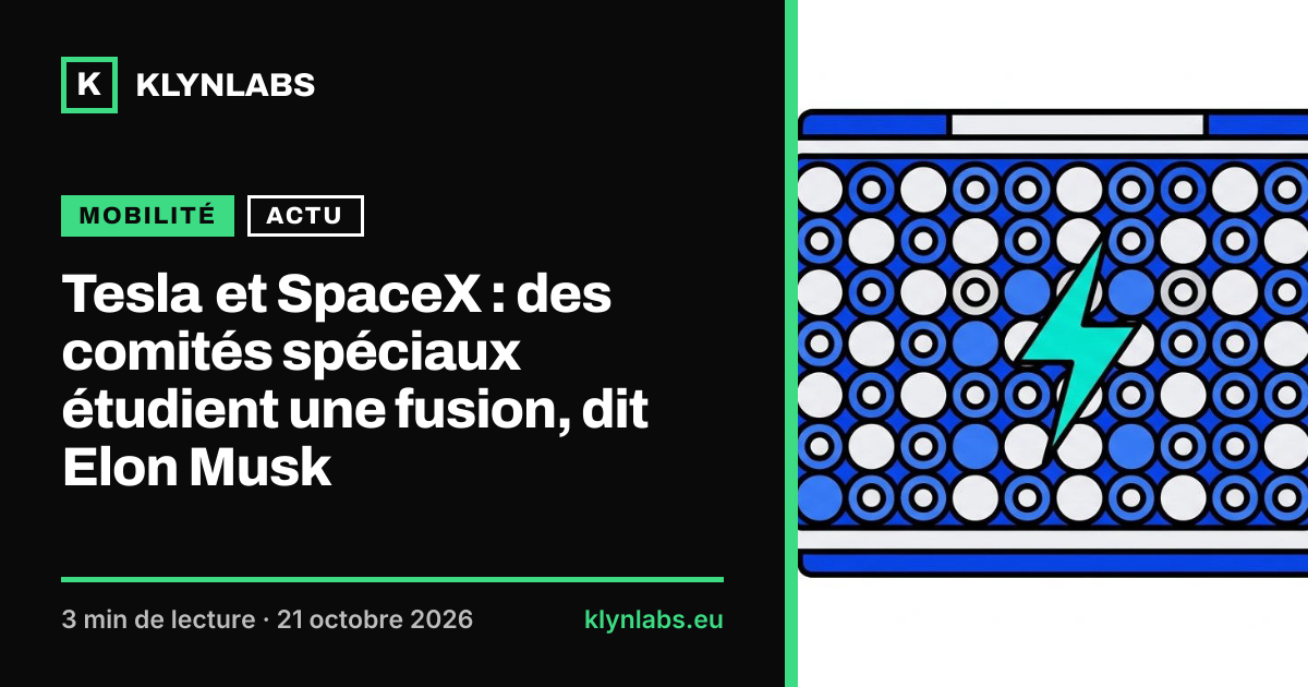 Aperçu de la carte de partage : Tesla et SpaceX : des comités spéciaux étudient une fusion, dit Elon Musk
