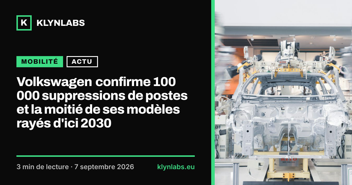 Aperçu de la carte de partage : Volkswagen confirme 100 000 suppressions de postes et la moitié de ses modèles rayés d'ici 2030