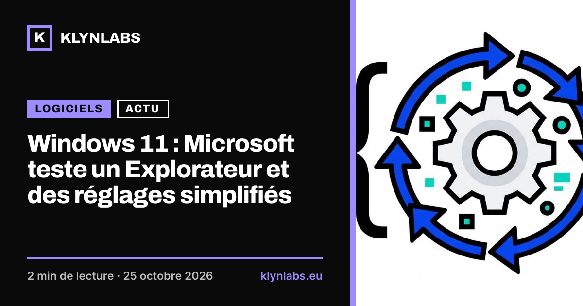 Aperçu de la carte de partage : Windows 11 : Microsoft teste un Explorateur et des réglages simplifiés